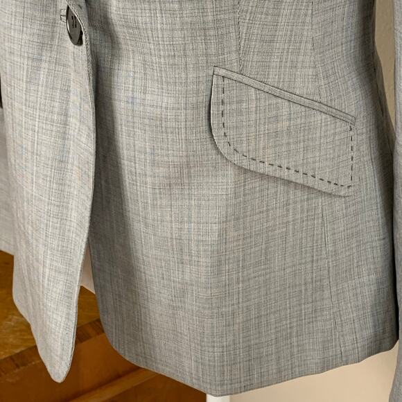 Classiques Entier Size 6 Wool Blend Stitched Blazer Jacket Gray Office Career - Picture 5 of 10